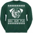 thumbnail image 1 of Bah Hum Pug Ugly Christmas Sweater Dark Green Adult Sweatshirt, 1 of 1