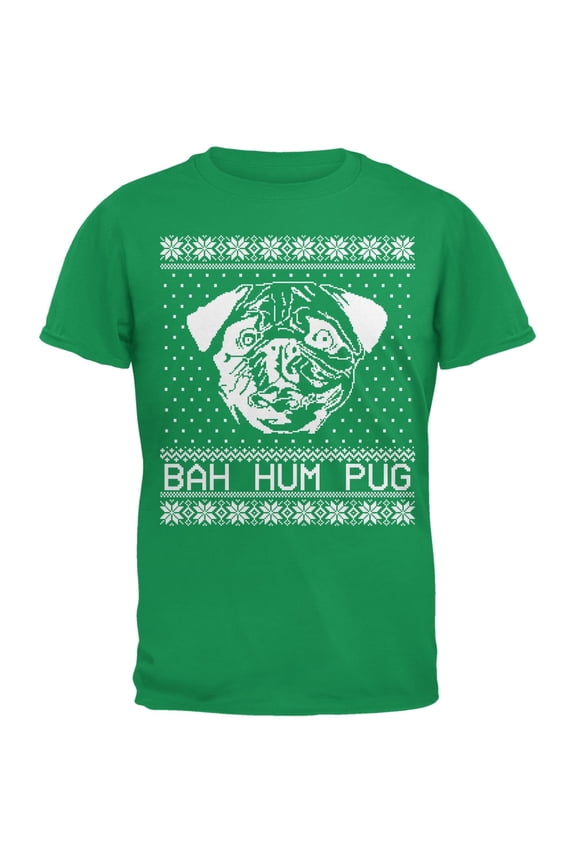 Bah Hum Pug Ugly Christmas Sweater Green Youth T-Shirt