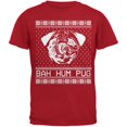 thumbnail image 1 of Bah Hum Pug Ugly Christmas Sweater Red Youth T-Shirt, 1 of 1