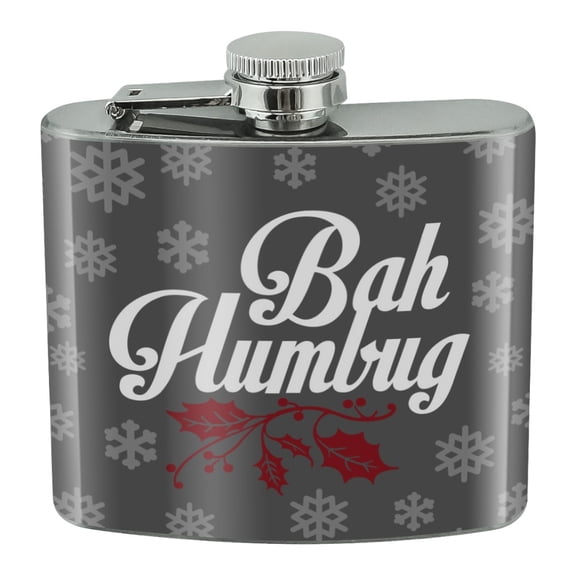 Bah Humbug Christmas Funny Stainless Steel 5oz Hip Drink Kidney Flask