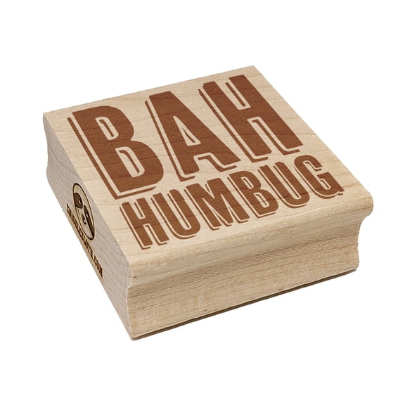 Bah Humbug Funny Christmas Greeting Square Rubber Stamp Stamping Scrapbooking Crafting - Large 2.75in