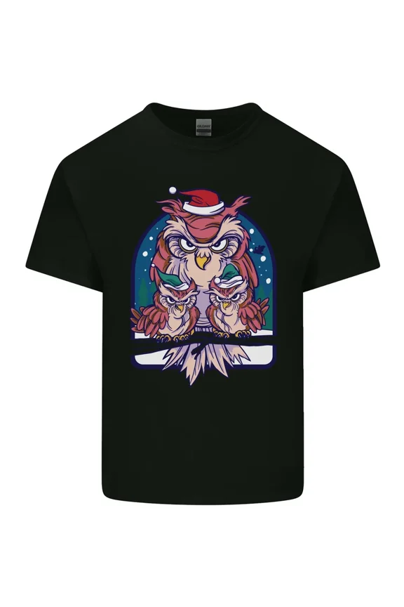 Bah Humbug Grumpy Christmas Owls Soft Breathable Cotton Graphic Tee,for unisex up to 5XL
