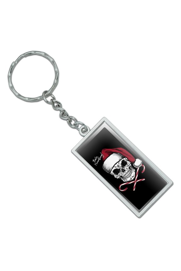 Bah Humbug Rectangle Keychain in Chrome Plated Metal