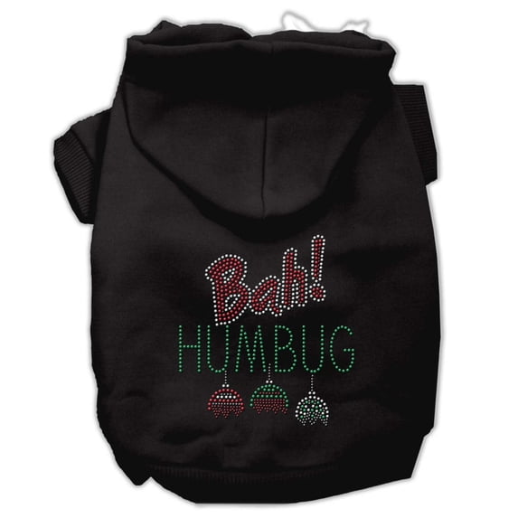 Christmas Pet Dog Cat Hoodie Rhinestone, "Bah Humbug"
