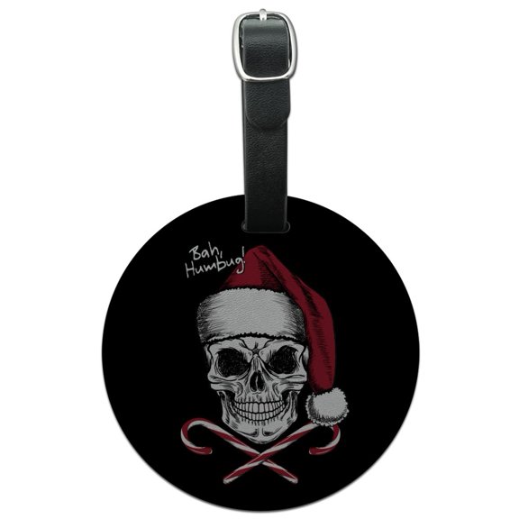 Bah Humbug Round Leather Luggage Card Suitcase Carry-On ID Tag