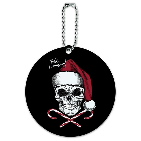 Bah Humbug Round Luggage ID Tag Card Suitcase Carry-On
