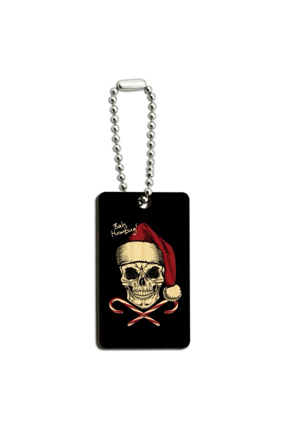 Bah Humbug Wood Wooden Rectangle Keychain Key Ring