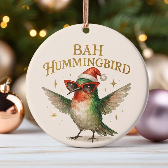 Bah Hummingbird Ornament Funny Birdwatcher Gift for Hummingbird Mom Backyard Birder Tree Ornament Christmas Decor for Garden Feeder Fan