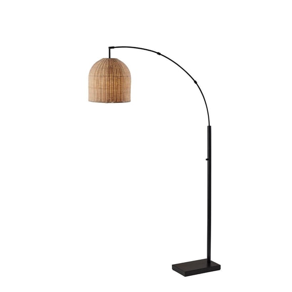 Adesso Bahama 80" Coastal Adjustable Height Smooth Arc Floor Lamp with Neutral Solid Print Shades
