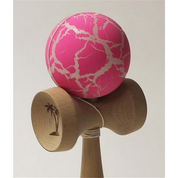 Bahama Kendama BKBCK-PKWH Grand Large Kendama, Crackle, Pink Over White