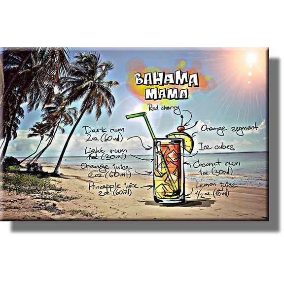 Bahama Mama Drink Picture on Stretched Canvas, Wall Art Decor, Ready to Hang!