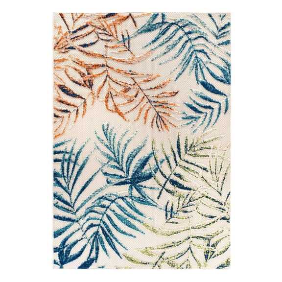 Bahama Palm Frond Floral Multi 5 ft. x 7 ft. Indoor/Outdoor Area Rug