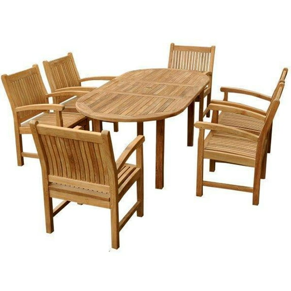 Bahama Stackable Sahara 7-Pieces 78" Oval Dining Set