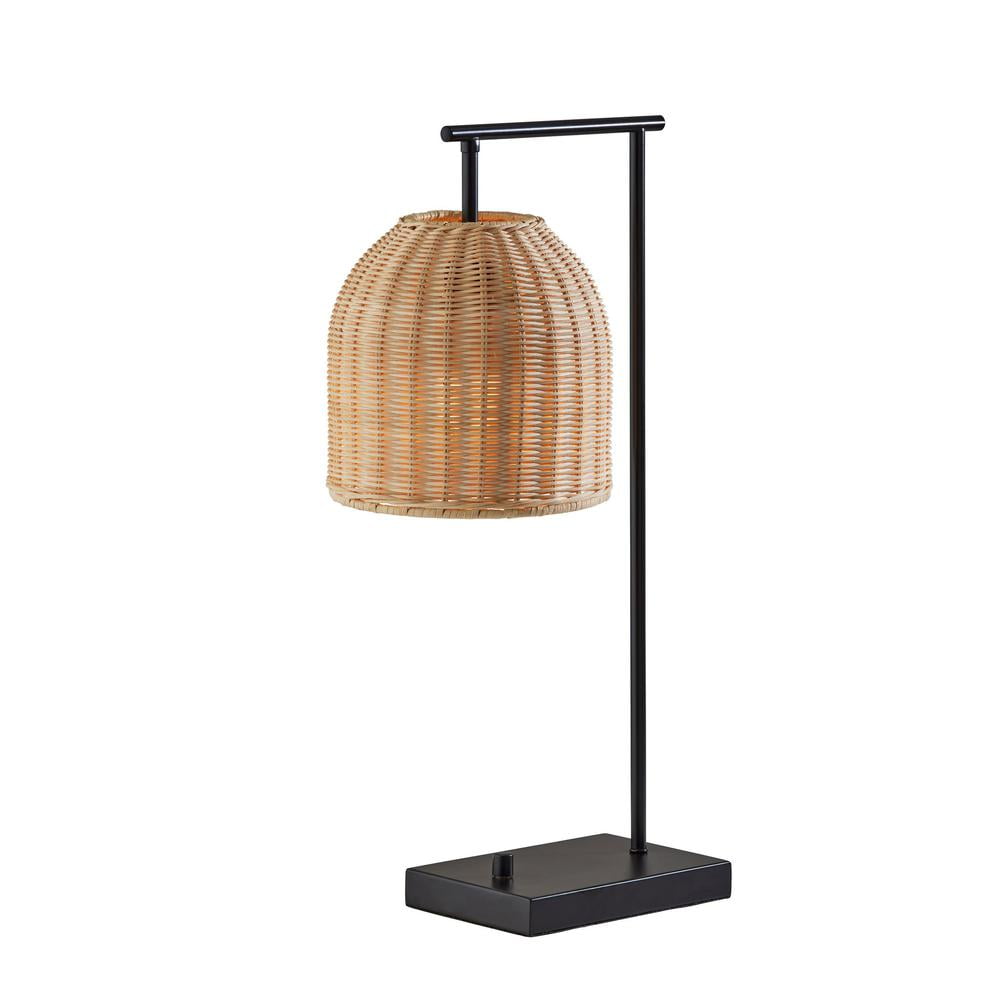 Bahama Dark Bronze Table Lamp with Rattan Shade
