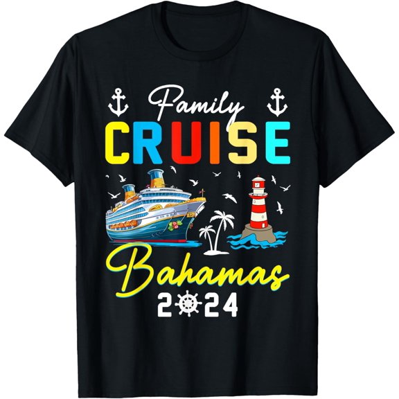 Bahamas 2024 Family Friends Summer Cruise Matching T-ShirtMen and women, Black T-shirt, size: Extra large S-4XL