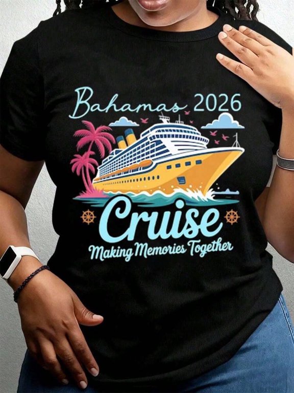 Bahamas 2026 Cruise Making Memories Together Graphic Print Vacation Family Group Travel Souvenir Cotton Men's Women's Tee Shirt