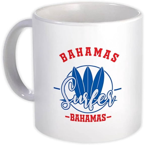 Bahamas Bahamas : Gift Mug Surfer Tropical Souvenir Travel - White