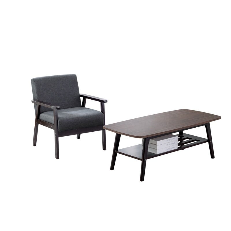 Bahamas Coffee Table and Chair Set Dark Gray/Espresso
