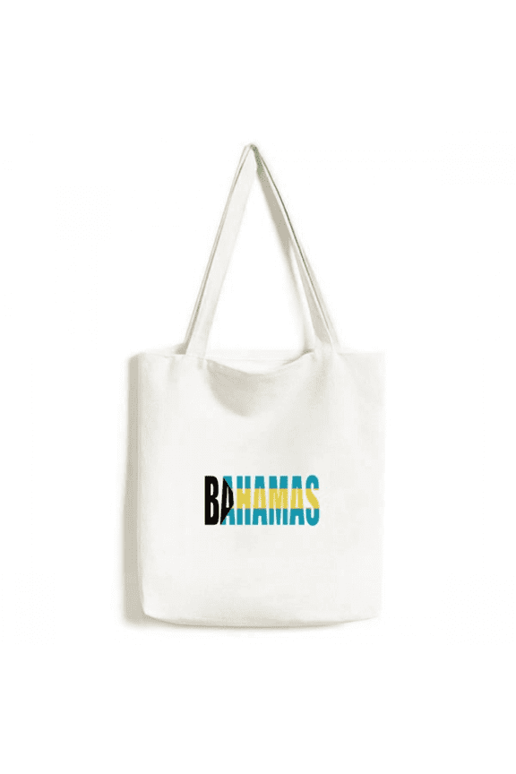 Bahamas Country Flag Name Tote Canvas Bag Shopping Satchel Casual Handbag