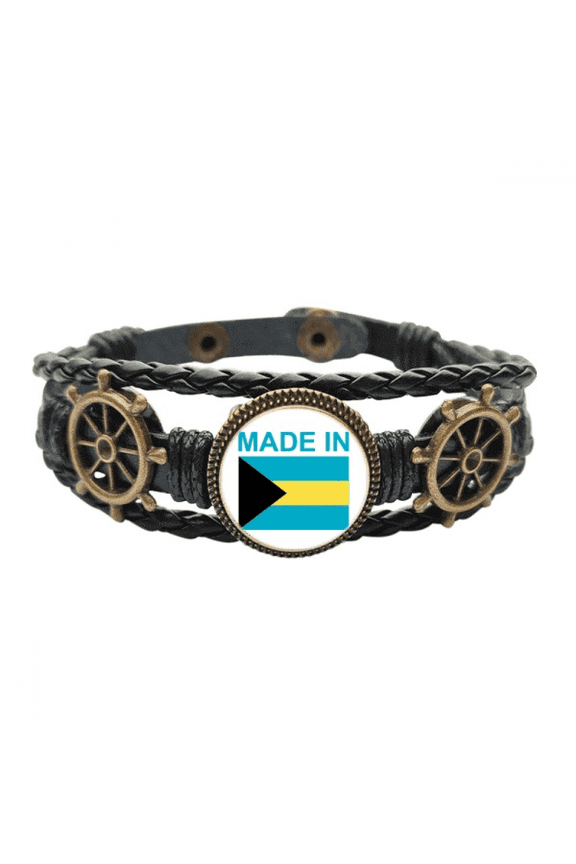 Bahamas Country Love Leather Braided Ocean Bracelet Wristband