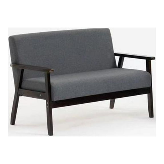 Bahamas Dark Gray Linen Fabric Loveseat with Espresso Solid Wood Frame