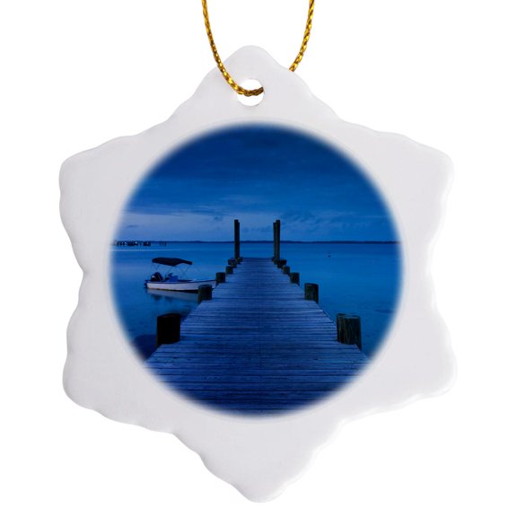 3drose, Bahamas, Eleuthera, Harbor Island, Dunmore, Harbor - Ca05 Wbi0480 - Walter Bibikow, 3 inch Snowflake Porcelain Ornament