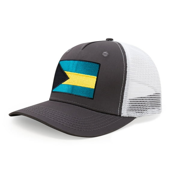 Bahamas Flag Hat for Men and Women – Adjustable Bahamian Snapback Baseball Cap by International Tie (Grey White)