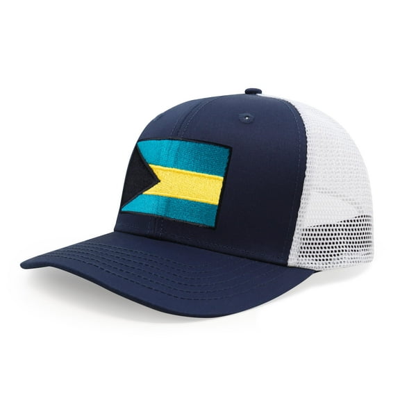 Bahamas Flag Hat for Men and Women – Adjustable Bahamian Snapback Baseball Cap by International Tie (Navy White)