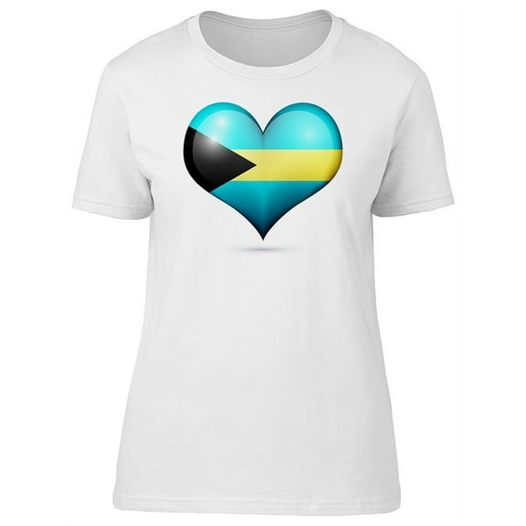 Bahamas Flag In Heart Shape T-Shirt Women -Image by Shutterstock, Female Large