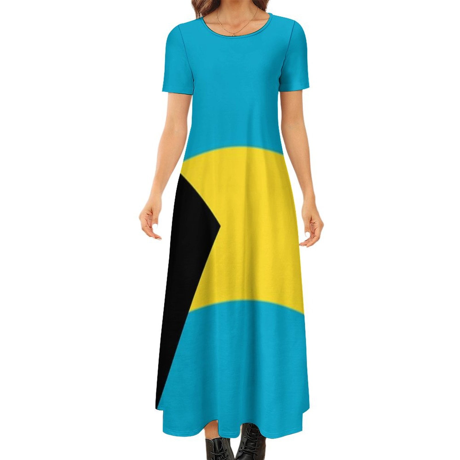 Barbados Flag Long Sleeve Shirt Dress For Women - 3XL Summer Casual Beach Dress