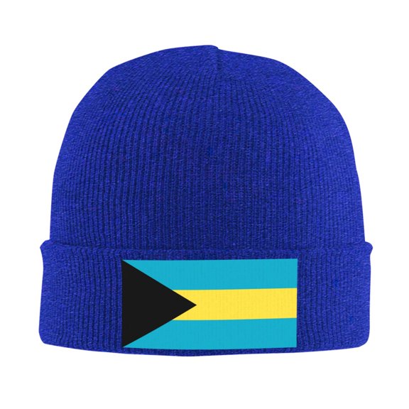 Bahamas Flag Pattern Beanie Hat Knit Hat Skull Cap for Men Women Winter Hat Blue
