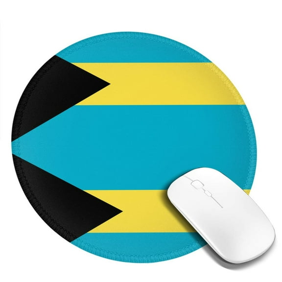 Bahamas Flag Pattern Small Round MousePad for Wireless Computer Laptop, Office Desk Accessories 7.9 x 7.9 inch
