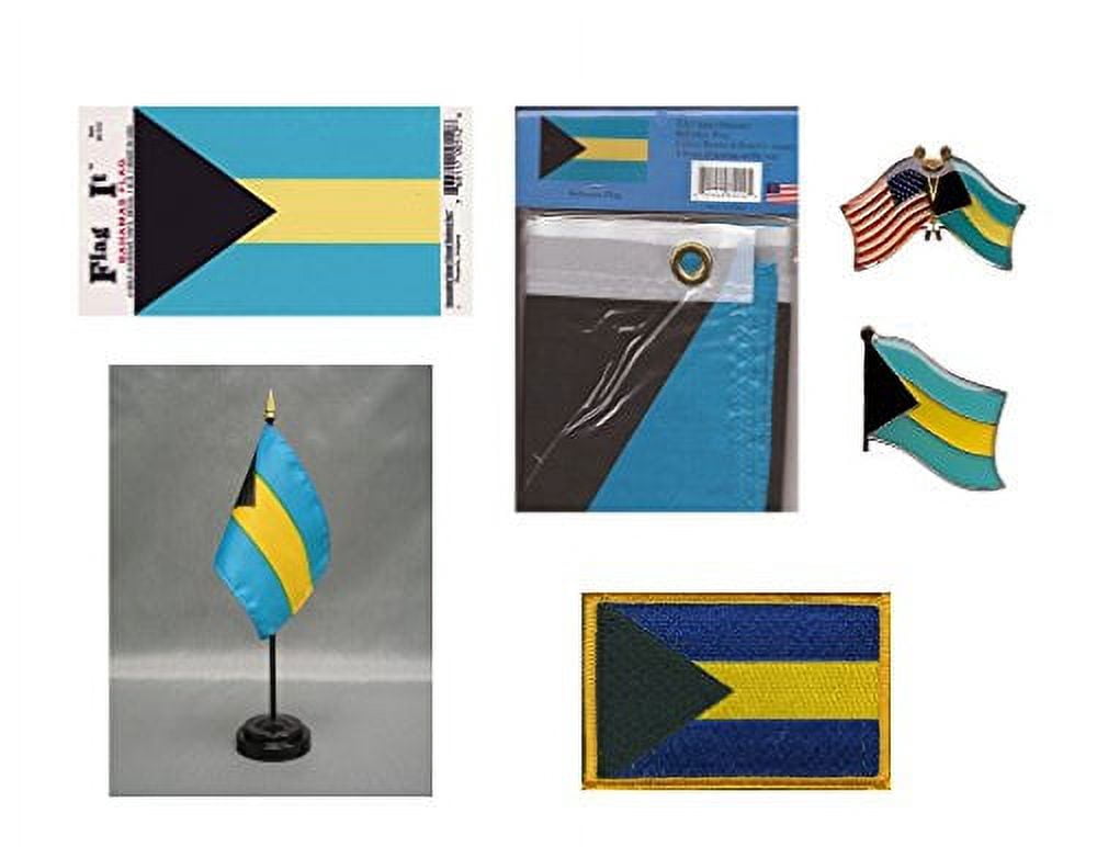 Bahamas - Flag Shield Embroidered Iron-On Patch At Sticker Shoppe