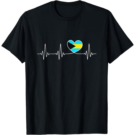 Bahamas Love Heartbeat Bahamian Flag with Heart Bahamas T-Shirt