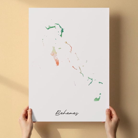 Bahamas Map Canvas Wall Art 8x12 inch – Bahamas Map Abstract Watercolor Wall Decor – Stylish Canvas Print for Bedroom