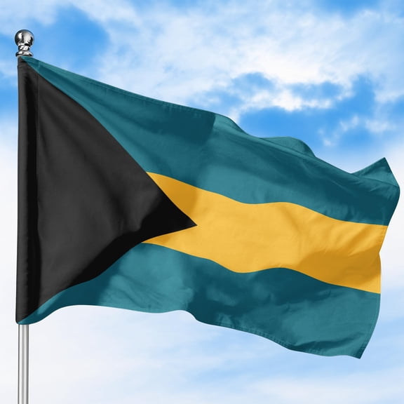 Bahamas Outdoor Flag (2x3ft) by DreamController - Durable, Fade-Resistant Polyester, Double-Stitched, Brass Grommets - HD Printed Caribbean Flag - Made in USA
