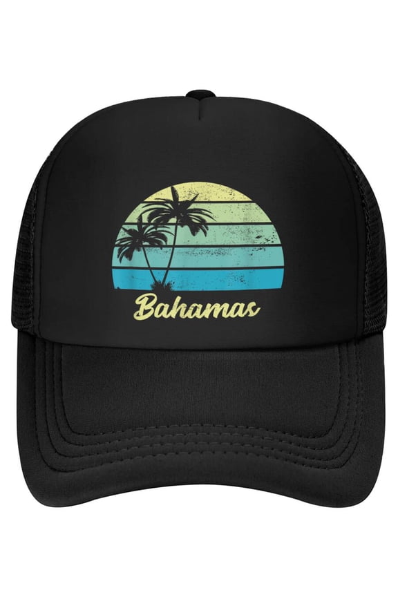 Bahamas Souvenir Vacation Vintage Palm Baseball Cap