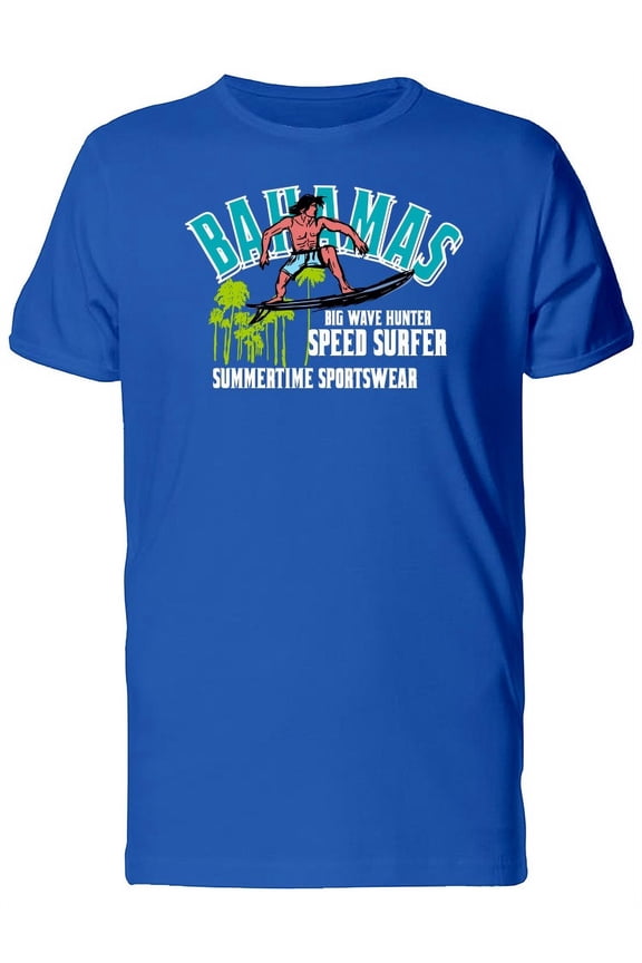 Bahamas Surfer And Palm Trees T-Shirt Men -Image by Shutterstock, Male 3X-Large