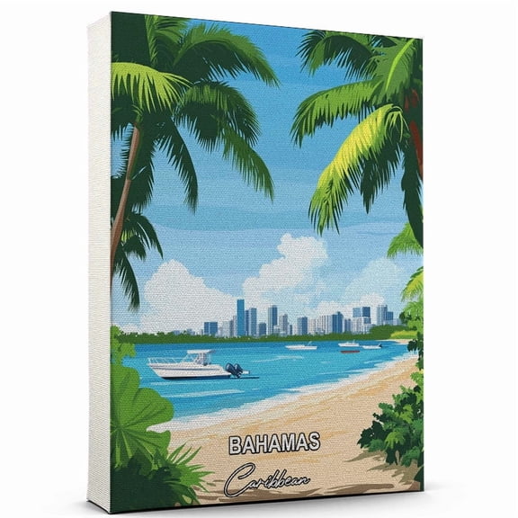 Bahamas Travel Canvas Wall Art Caribbean Canvas Travel-Inspired Scene That Brings Peace, Color, and Culture Into Your Space
