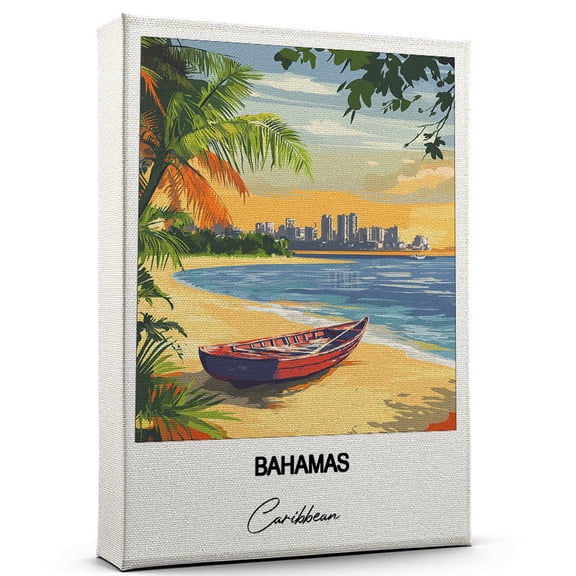 Bahamas Travel Scenic Canvas Wall Art -Caribbean Canvas Nature-Inspired Print for Bedroom, Living Room, or Office Travel Gift