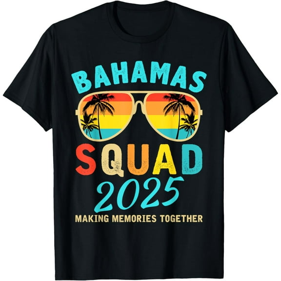 Bahamas Vacation 2025 Squad Family Friends Matching Group T-ShirtMen's and women's gift, black and white T-shirt, size: Extra large S-4XL