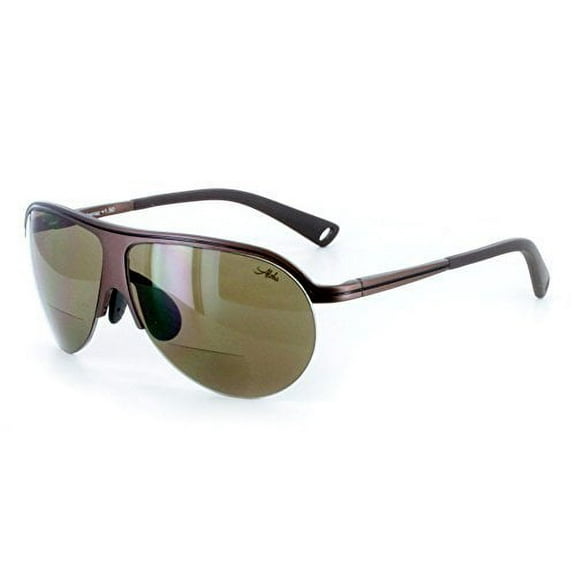 Bahamaz Bifocal Aviator Sunglasses - Optical Lenses & Prescription-ready Aluminum Frames - 60mm x 18mm x 130mm (Bronze w/ Amber +2.00)