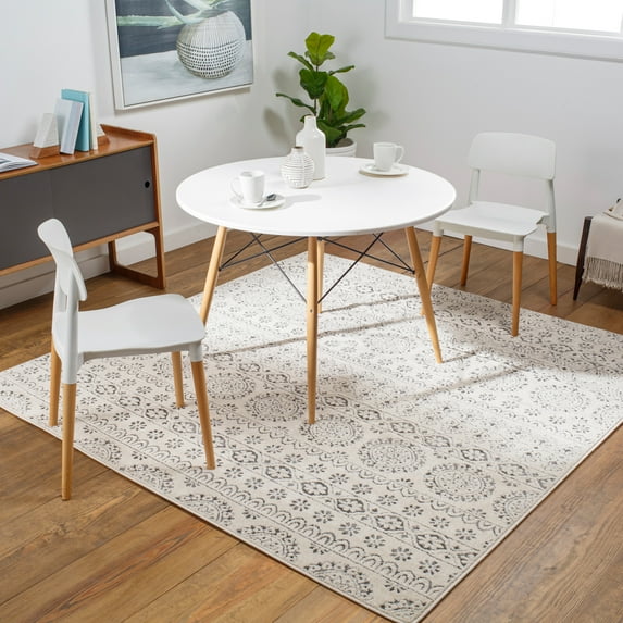 Bahar Charcoal 5'3" Square Traditional Square Area Rug