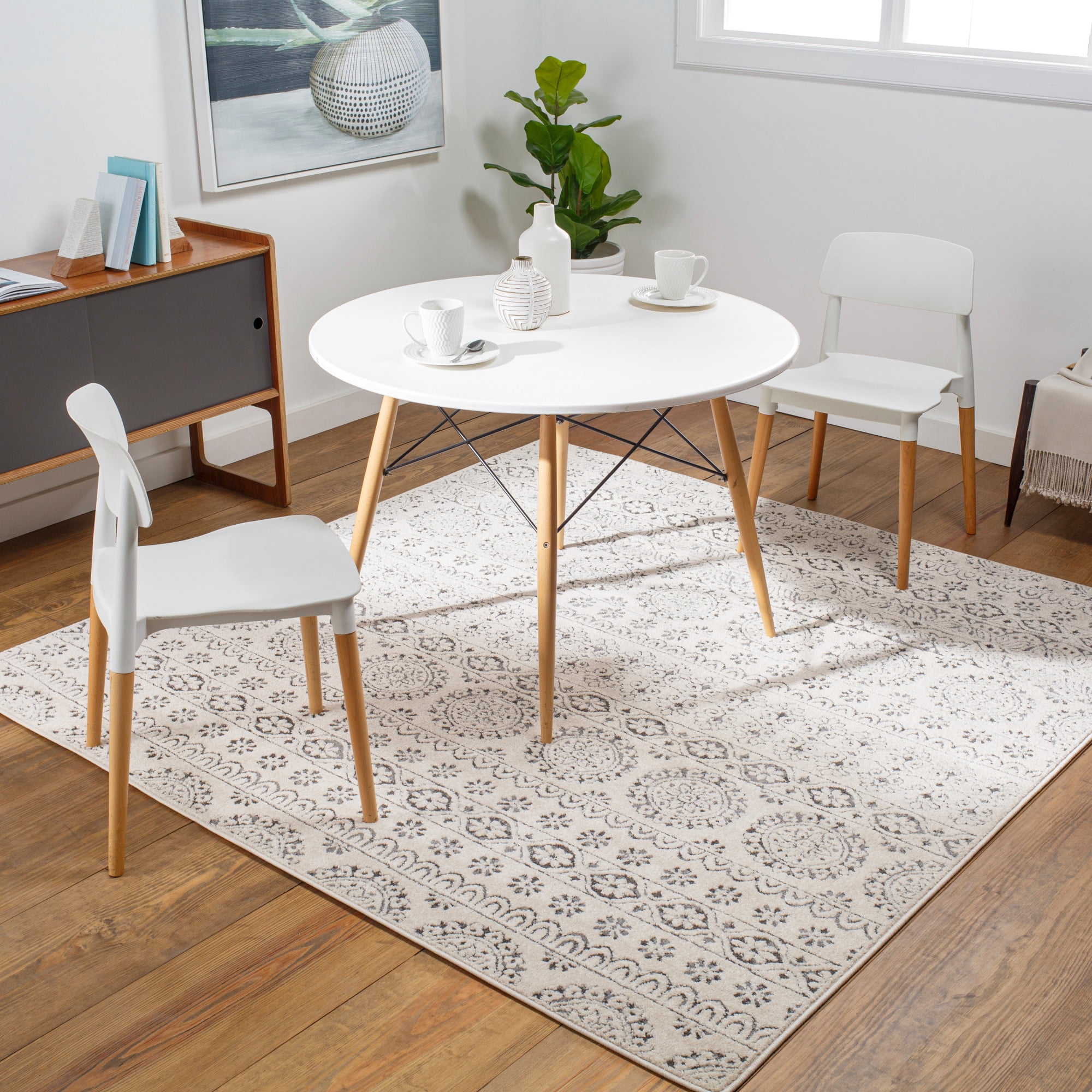 Bahar Charcoal 6'7" Square Traditional Square Area Rug