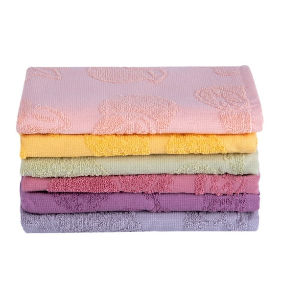 Bahar Fruit Garden 100% Cotton Kitchen Towel Set of 6 pcs 15.75x23.6" (40x60 cm) Jacquard Dish Towels for Kitchen 320 GSM Terry Tea Towel Dishcloth for Quick Drying, Multicolor