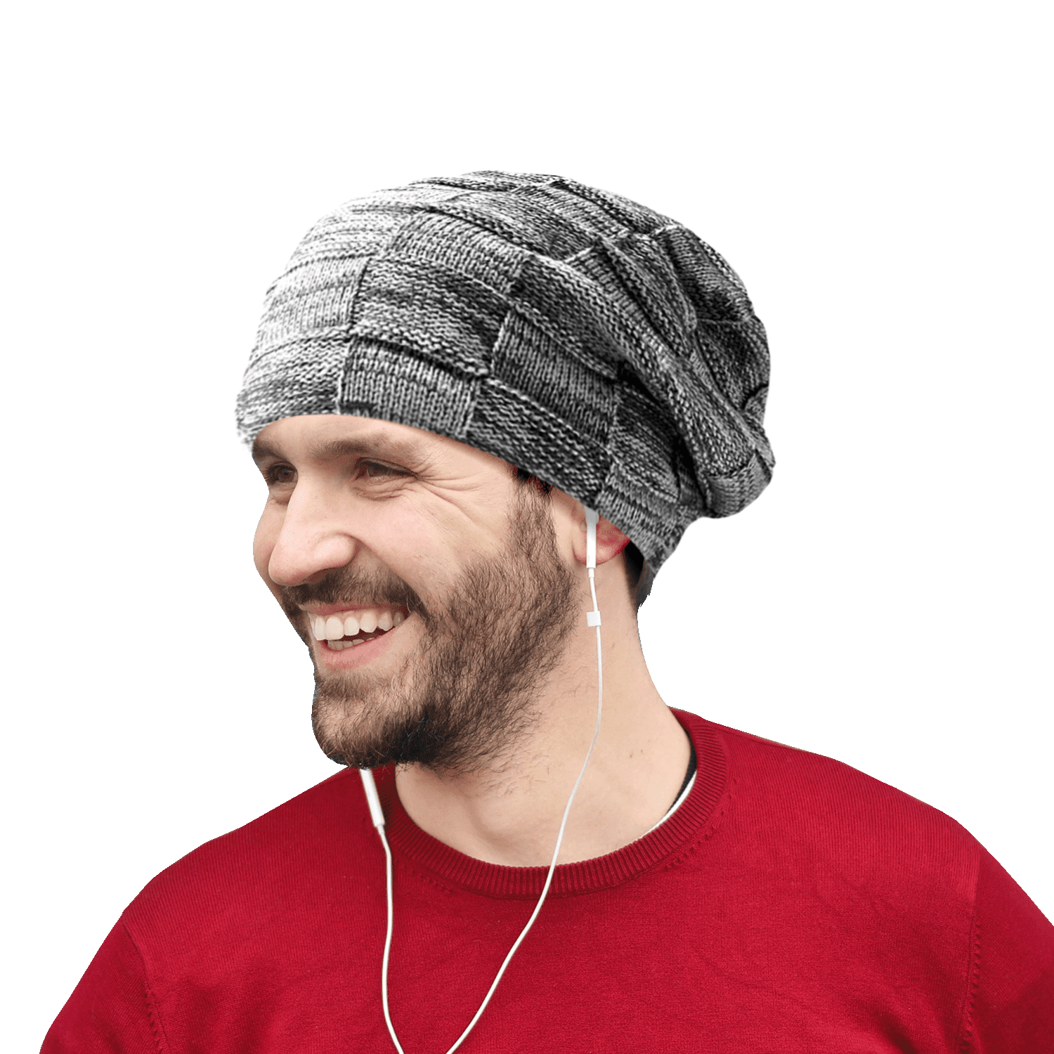 Fleece Lined Slouchy Winter Beanie Hat Unisex One Size Warm Knit Women Winter Warm Fleece Lined Knit Slouchy Beanie Hats with  main image 3