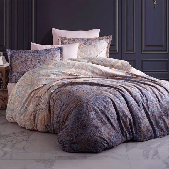 Organic-Club Paisley Night Cotton Sateen Bedding Set of 4 King