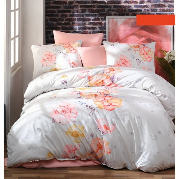 Bahar Spring Blossom White Cotton Bedding Set of 4 King