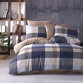 thumbnail image 1 of Bahar Tekstil 100% Cotton Quilt Cover Bedding Set Caro Cotton Duvet Cover Set of 3 (Blue) Lightweight Comforter Cover with Two Zippered Pillow Cases (Twin), 1 of 9