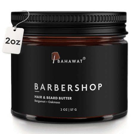 Bahawat Hair & Beard Butter, Natural & Organic Leave-in Conditioner - Barbershop, 2oz